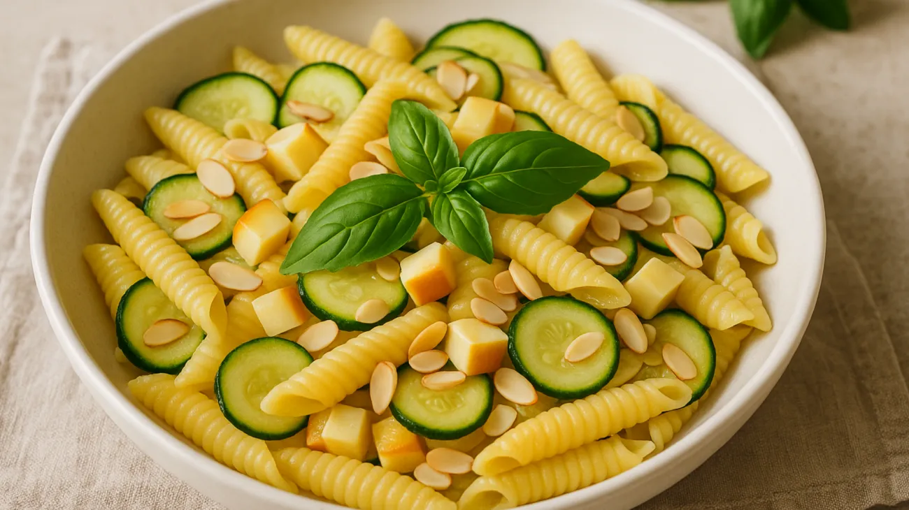 Garganelli freschi scamorza affumicata mandorle tostate"