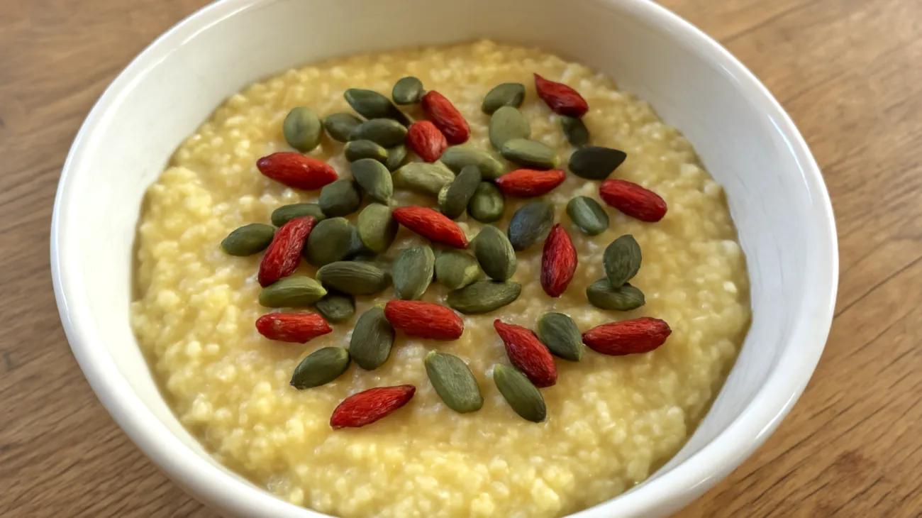 Porridge di miglio con semi di zucca e bacche di goji"