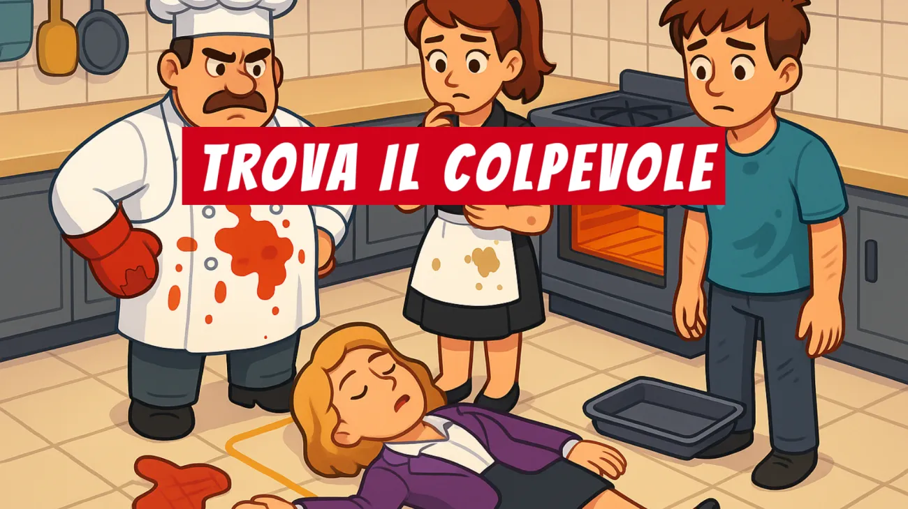 Solo i veri geni riescono a risolvere questo enigma: trova il colpevole del mistero in cucina e dimostra quanto sei intelligente!"